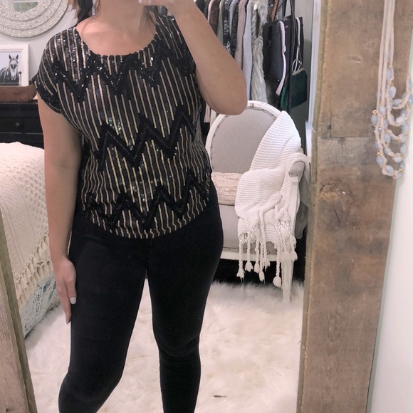 Miss Me size small black sequin cocktail top - Picture 1 of 4
